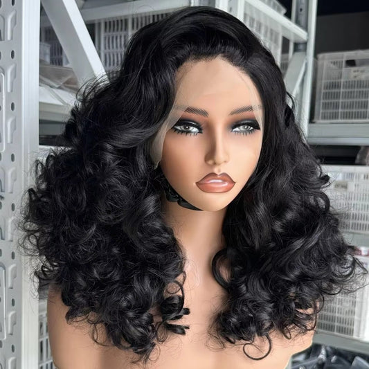 Women's Heat-resistant Synthetic Fiber Small Wave Black Wig Short Curly Hair