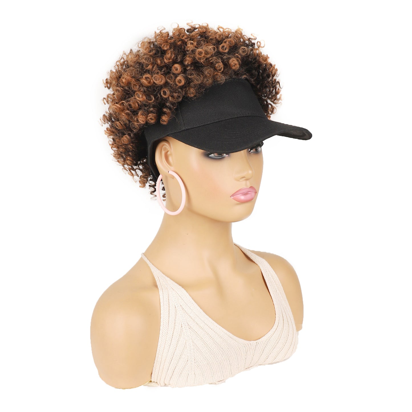 Women's Hat Small Roll Head Cover Screw Spring Wig Short Curly Hair