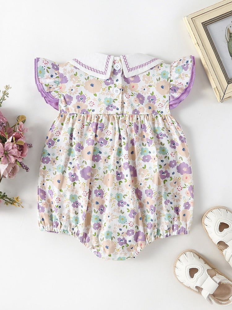Summer First Month Old Days Floral Dress Western Jumpsuit, Climbing Suit