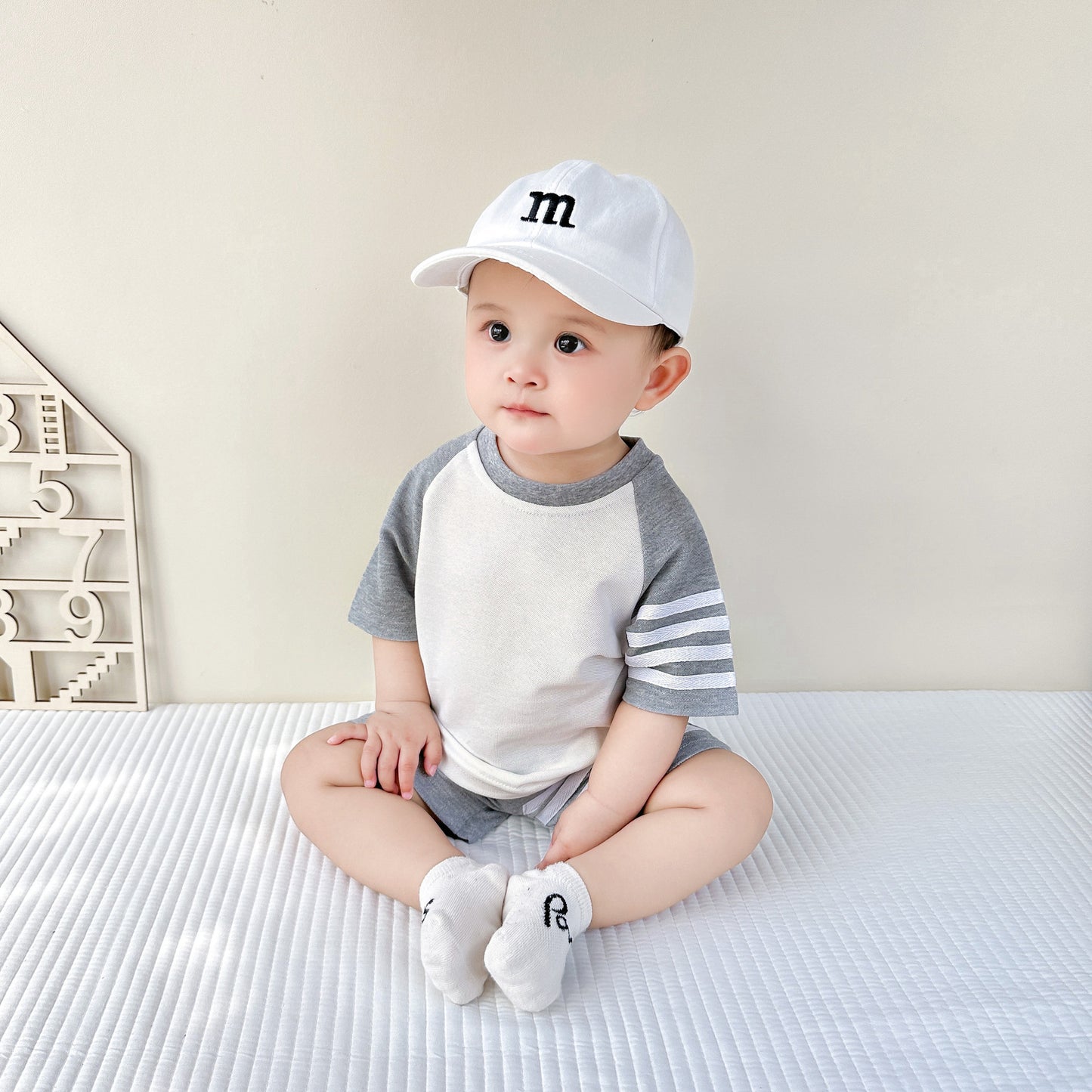 Women's & Men's Summer Raglan Sleeve Short-sleeved Shirt For Shorts Children's Suit