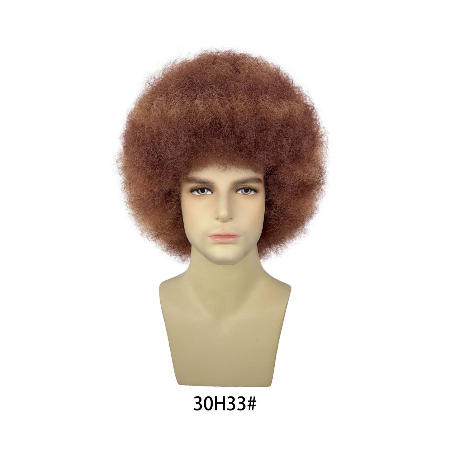 Men's Afro Fiber Head Cover African Small Wig Short Curly Hair