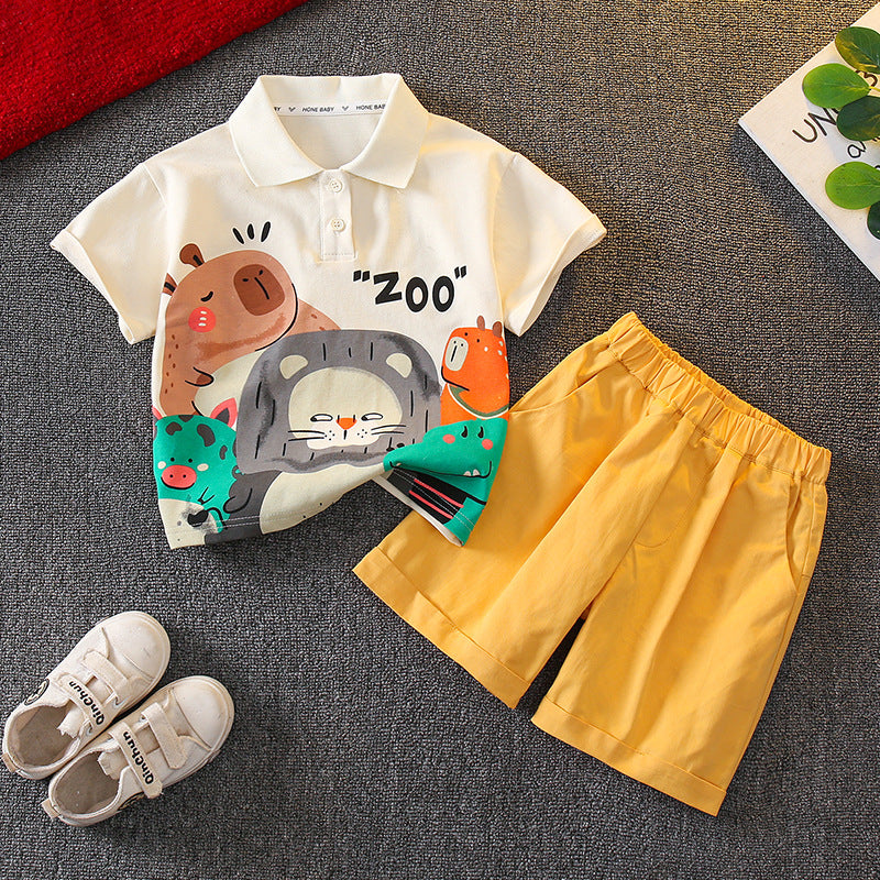Children's Summer Short-sleeved Ruffle Handsome Fashion Children's Suit