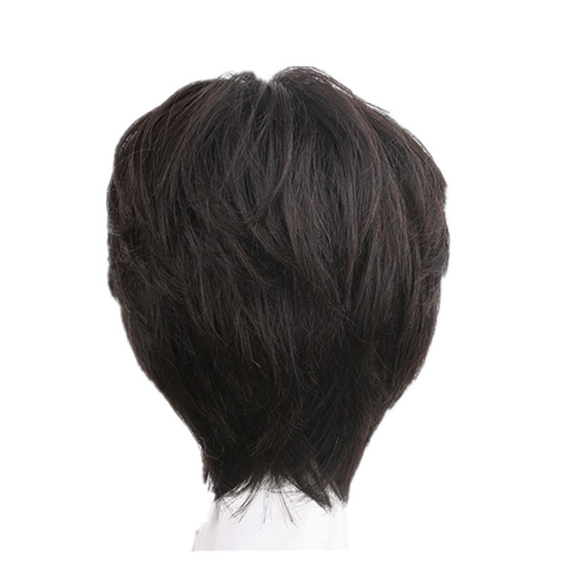 Men's Broken Cover Real Human Hair Short Sheath Bangs Head Korean Men's Wig