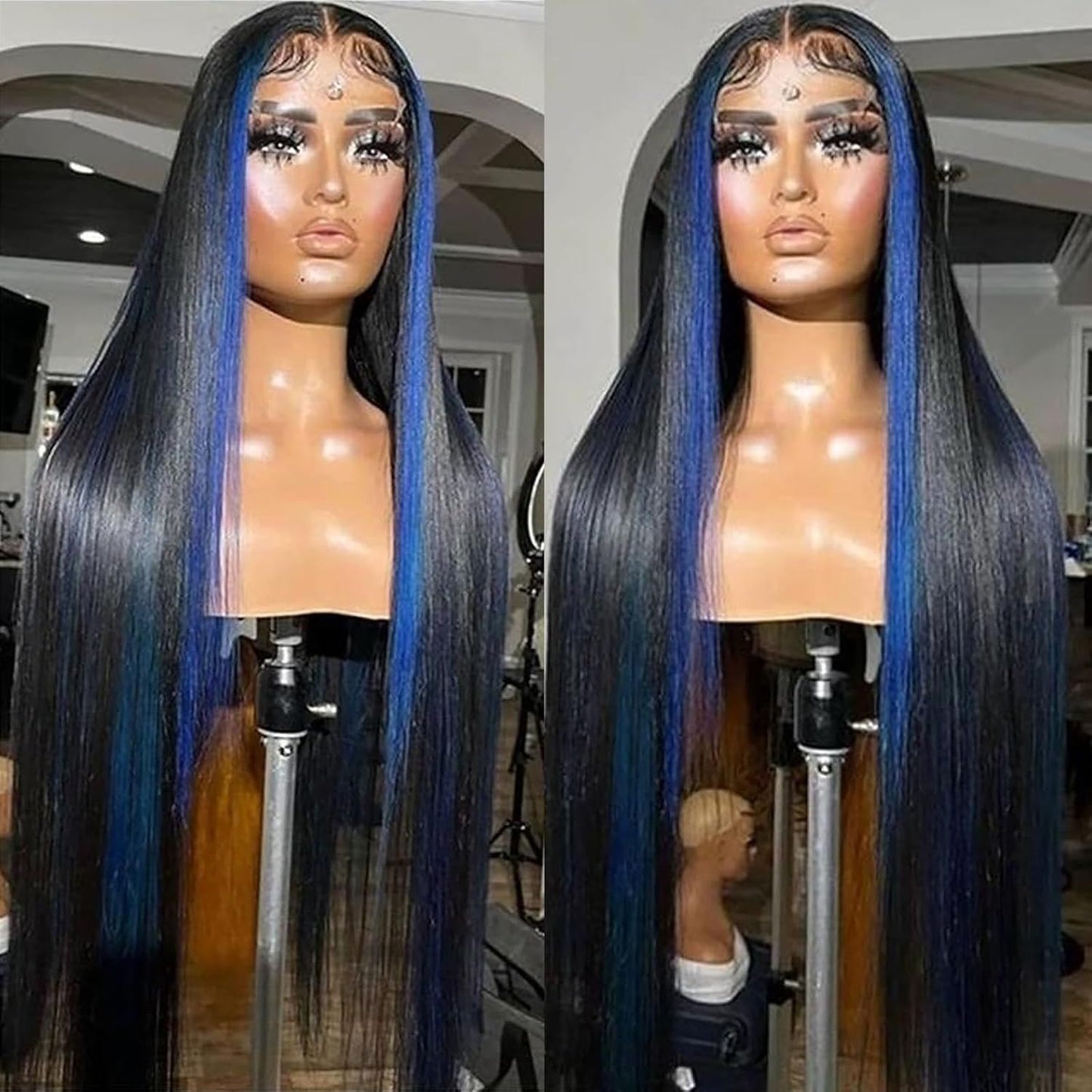 Style Front Lace Hair Chemical Fiber White Side Long Straight Wig
