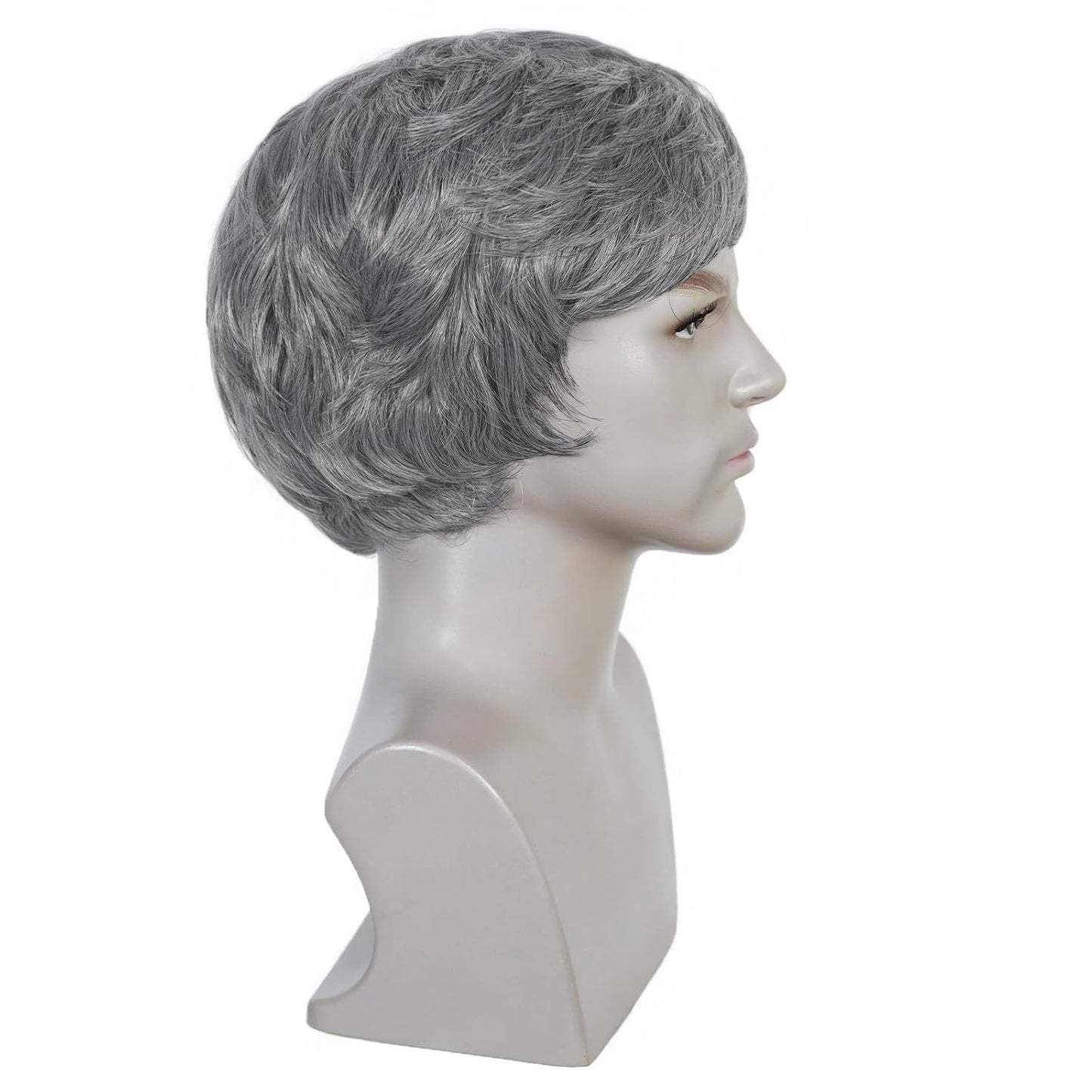 Men's Black Gray Split Short Daily Wear Men's Wig