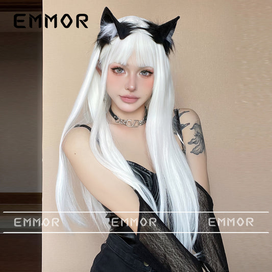 Air Bangs Hair White Fashion Anime Long Straight Wig