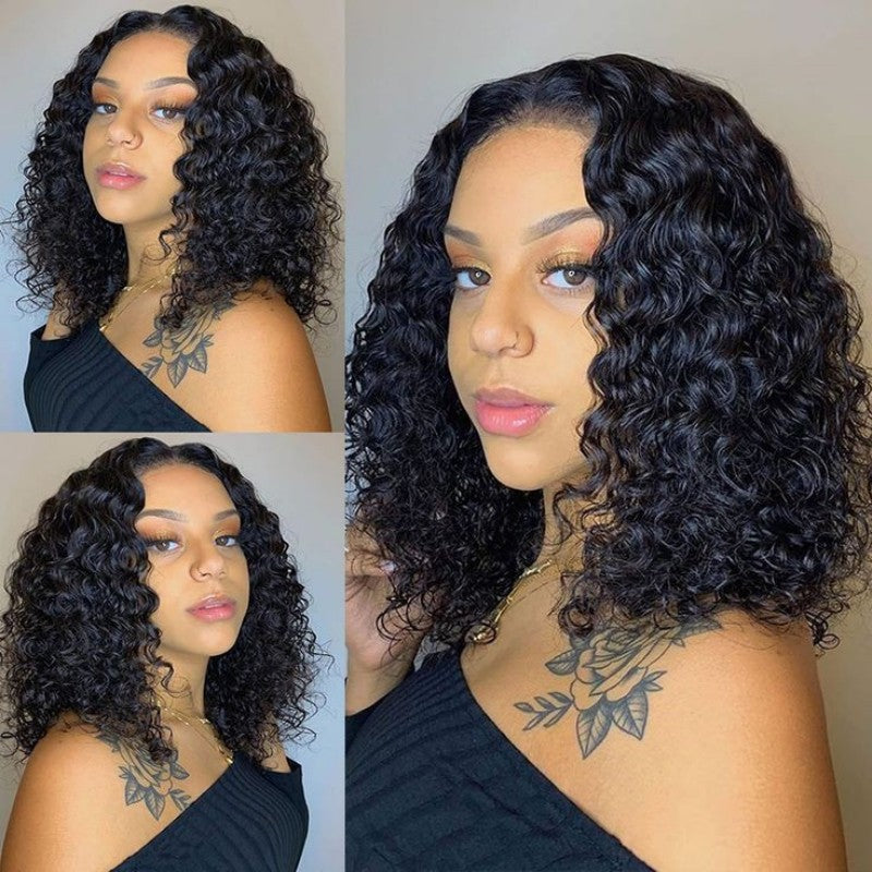 Indian Water Wave Bob Frontal Human Wig Short Curly Hair