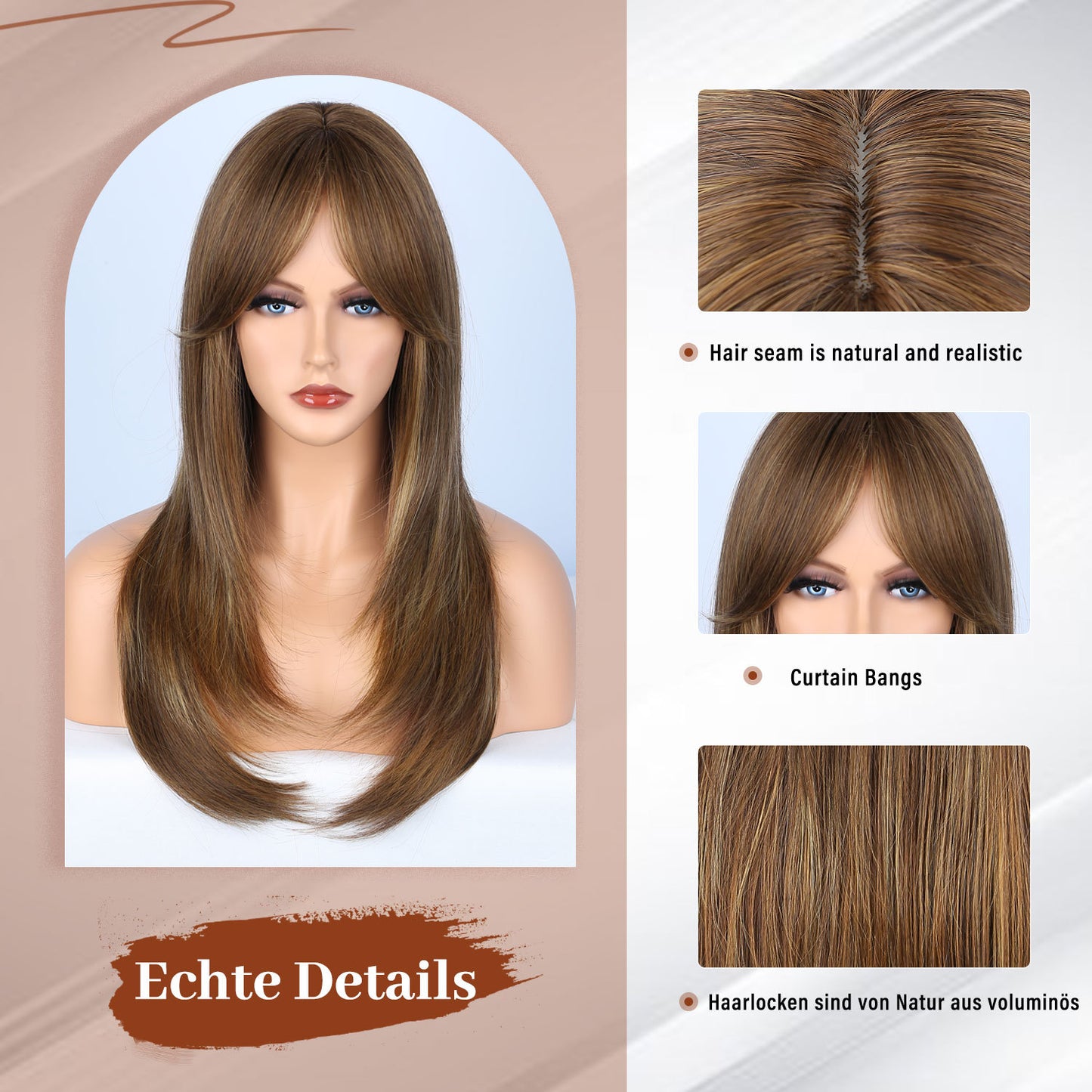 Chemical Fiber Fashion Long Hair Bangs Big Wave Wig Ponytail