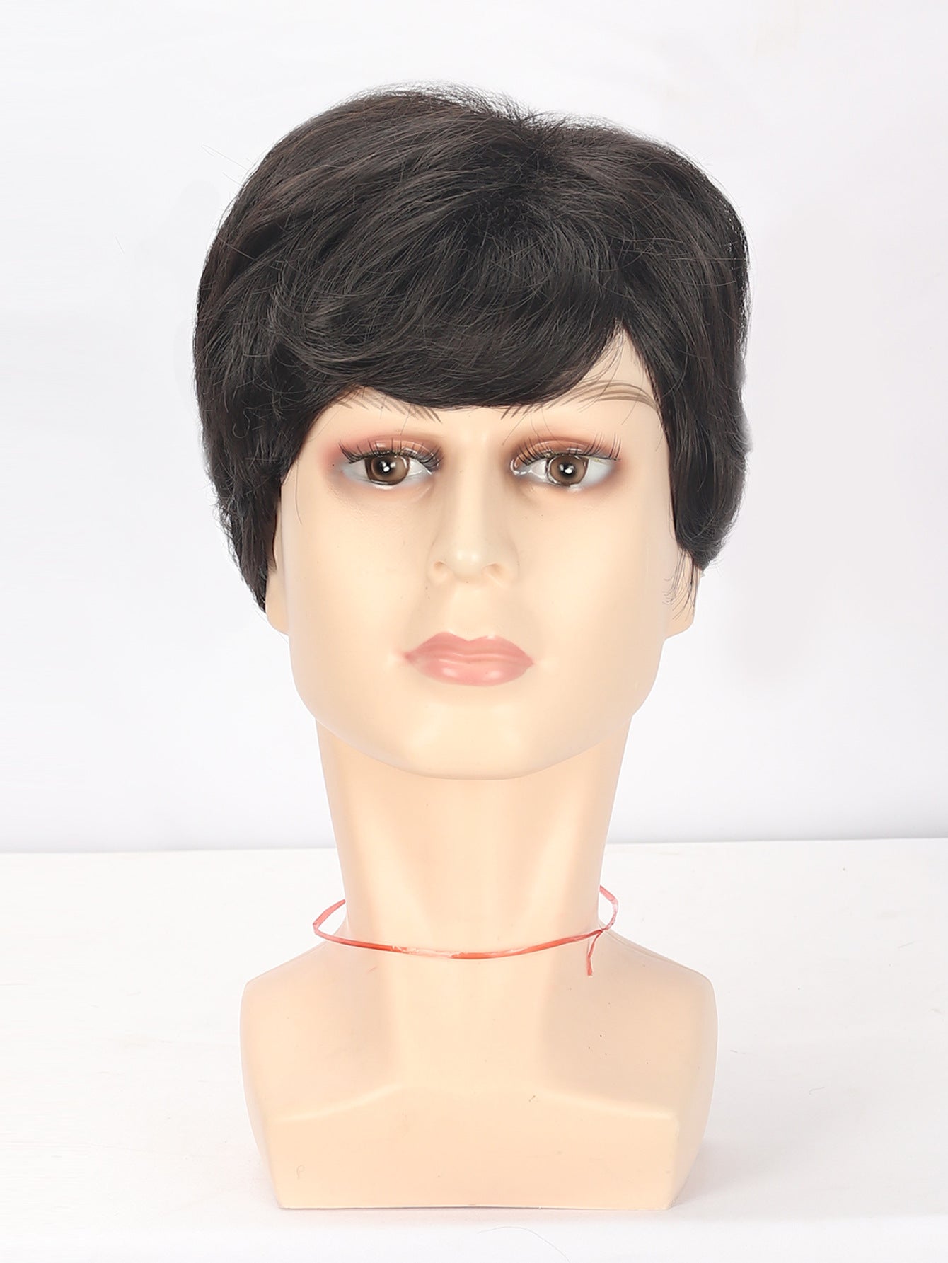 Men's Short Hair Curly Head Cover Fiber Rose Net Granny Men's Wig
