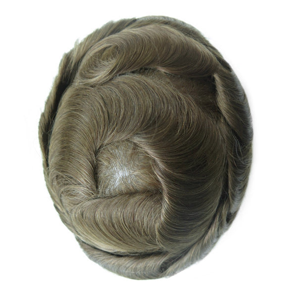 Men's Leather Hand Crochet V Needle Hairpiece Men's Wig