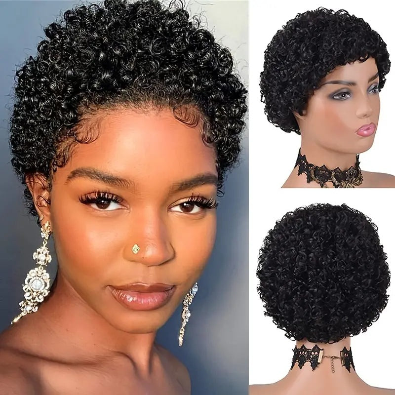 African Ultra Natural Wigs With Small Fashion Wig Short Curly Hair