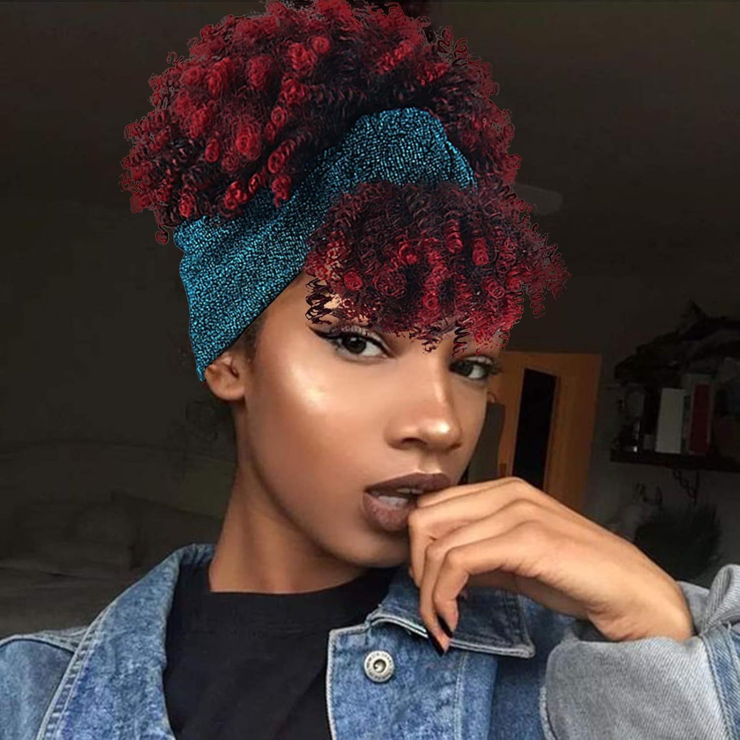 Small Turban Female Headband Bangs Fluffy Wig Short Curly Hair