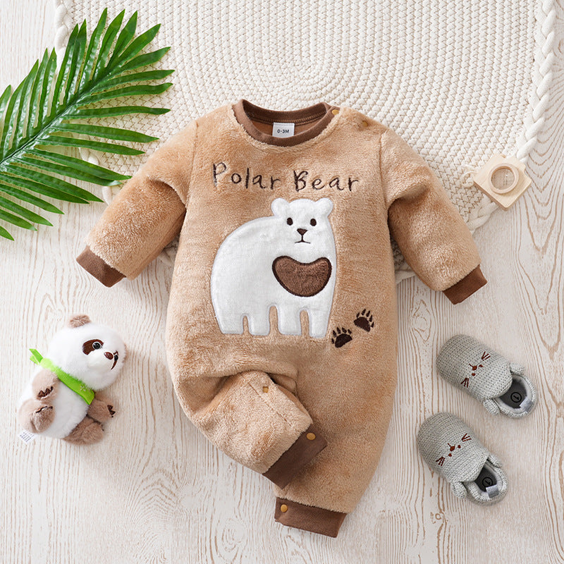 Winter Flannel Jumpsuit Cartoon Fleece-lined Going Out Jumpsuit, Climbing Suit