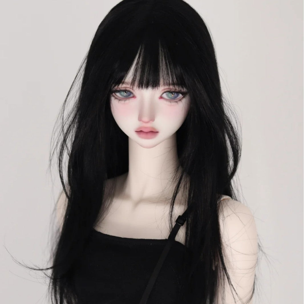 Points Straight Bangs Long Black Hair Good-looking Cos Wig