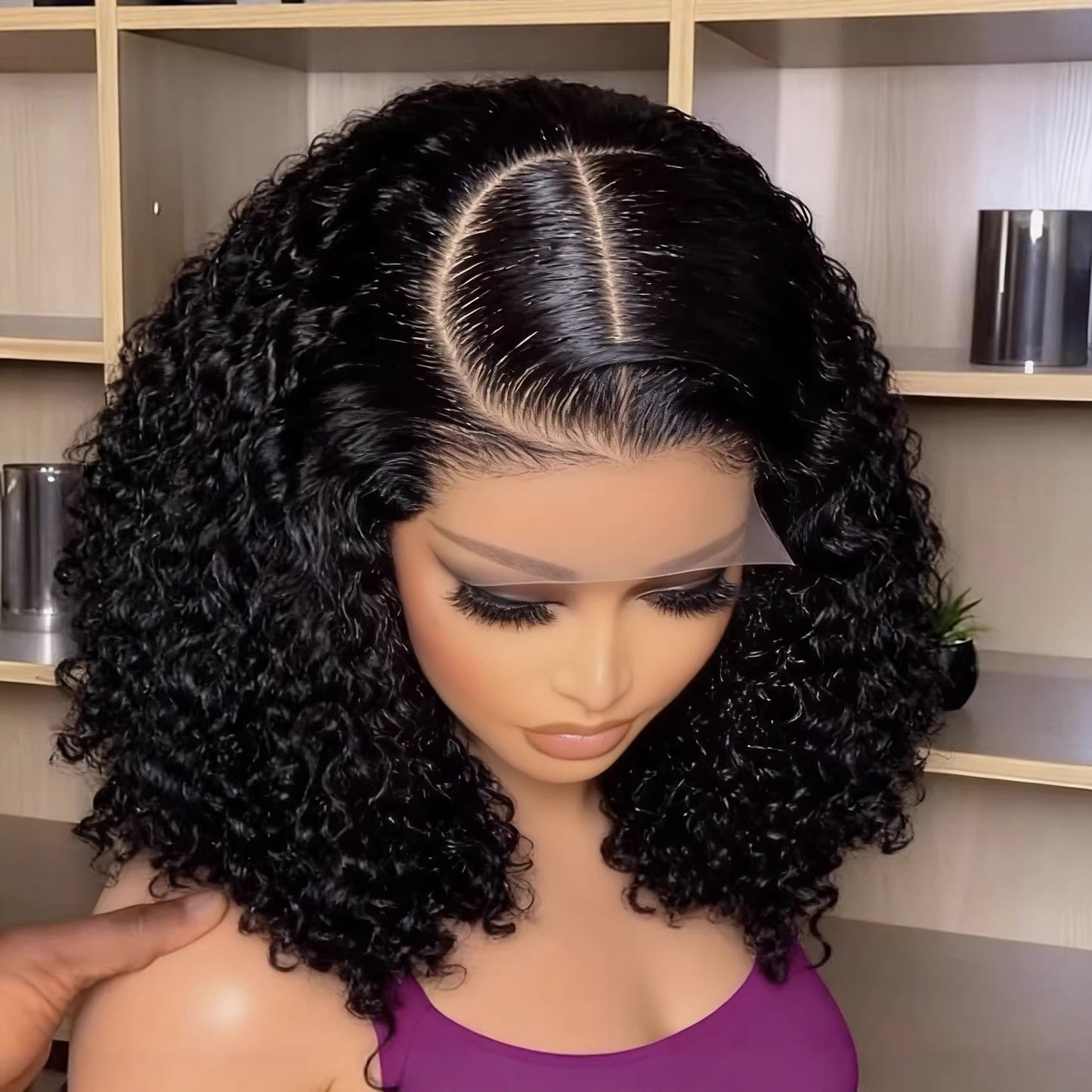 Classic Black African Small Front Lace Wig Short Curly Hair