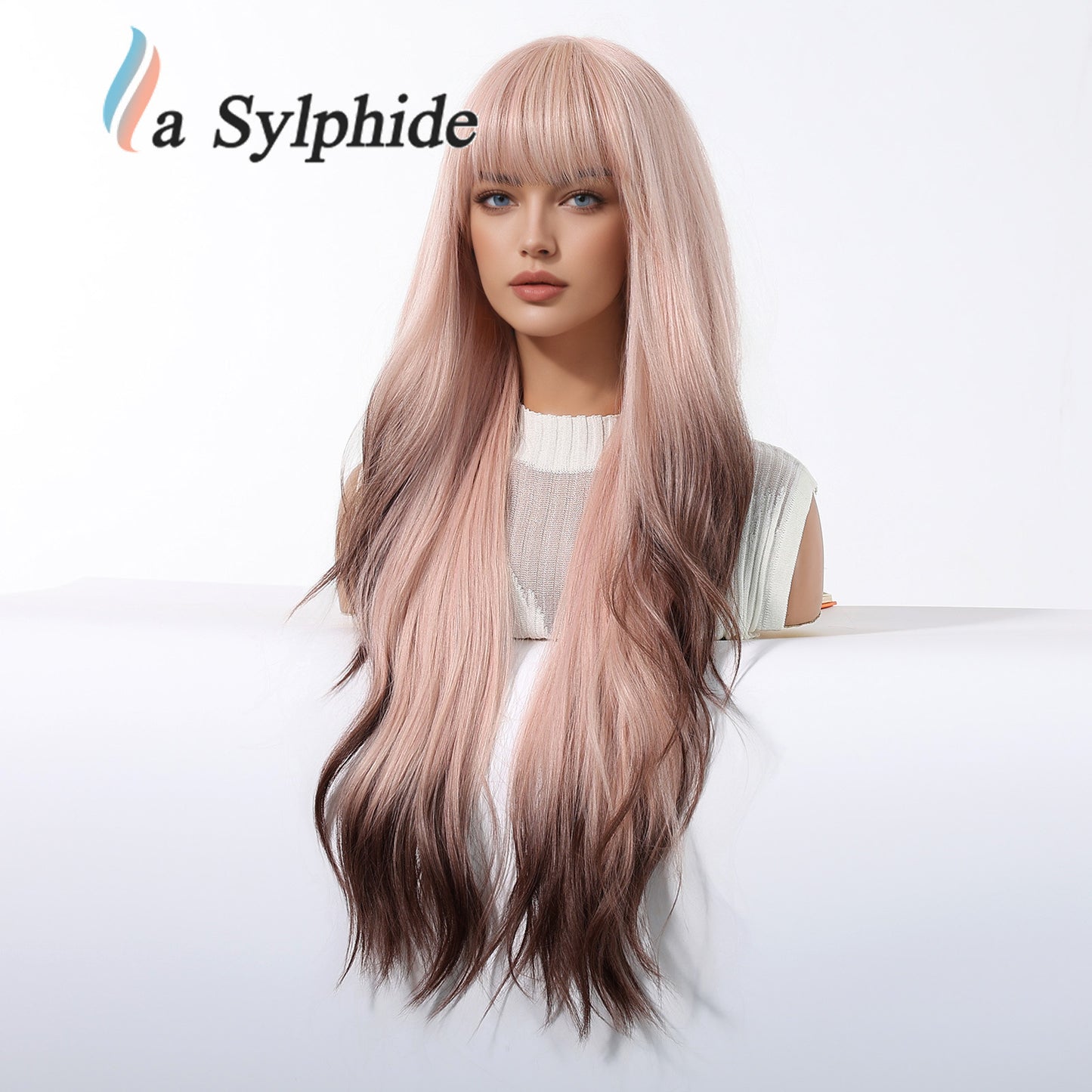 Wave Refuse Class Flavor Natural Straight Bangs Head Cover Fashion Wig Long Curls