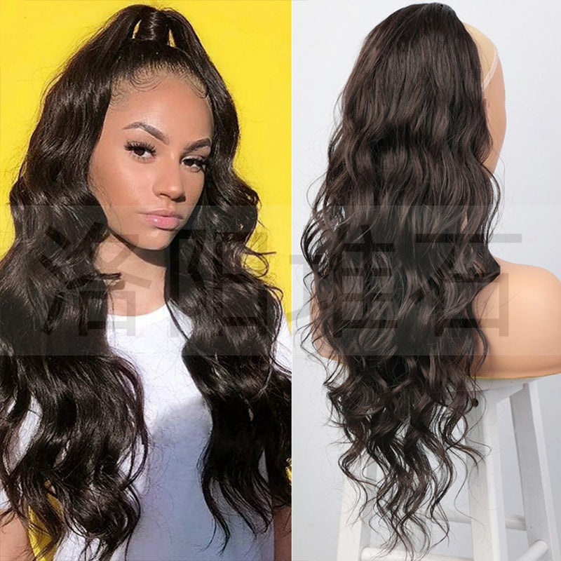 Women's Fiber Drawstring Hair Extension Big Wave Chemical Wig Ponytail