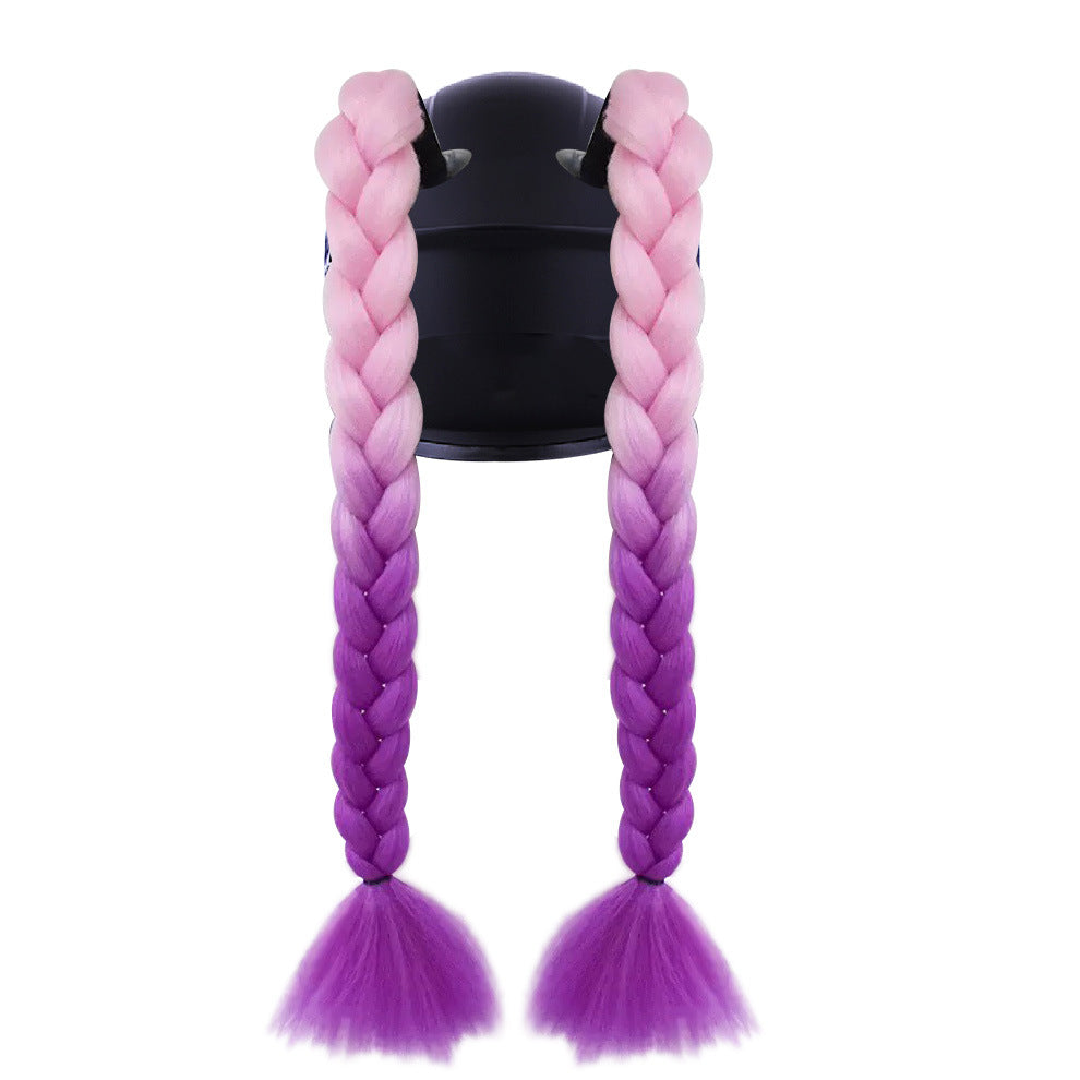 Helmet Braid Color Double Twist Decoration Electric Wig Ponytail