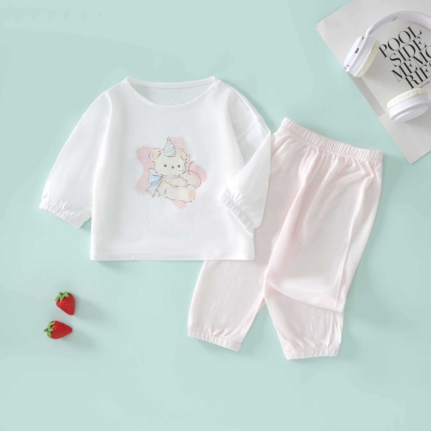 Cartoon Print Infant Long-sleeved Trousers Western Children's Suit