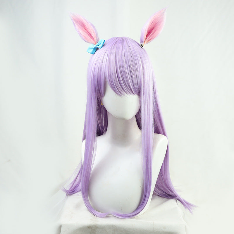 Man Horse Racing Mother White Purple Cos Wig