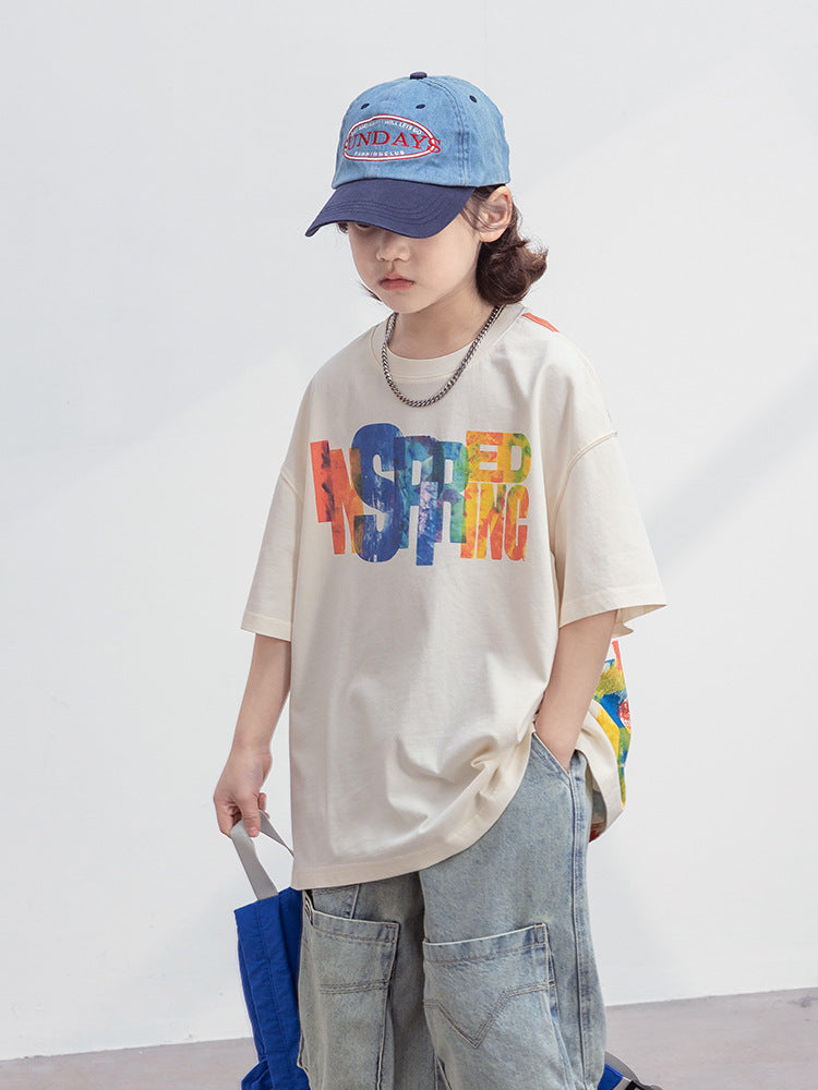 Children's Cotton Coat Boys Middle Big Half Children's T-shirt