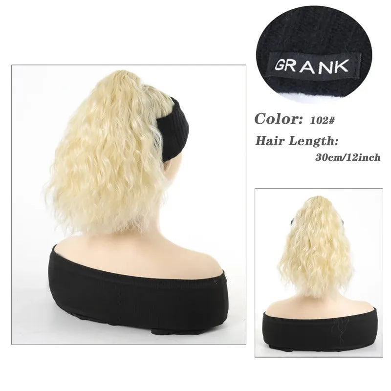 Women's Hat All-in-one Fashion Trendy Corrugated Curly Hair Air Top Wig Ponytail