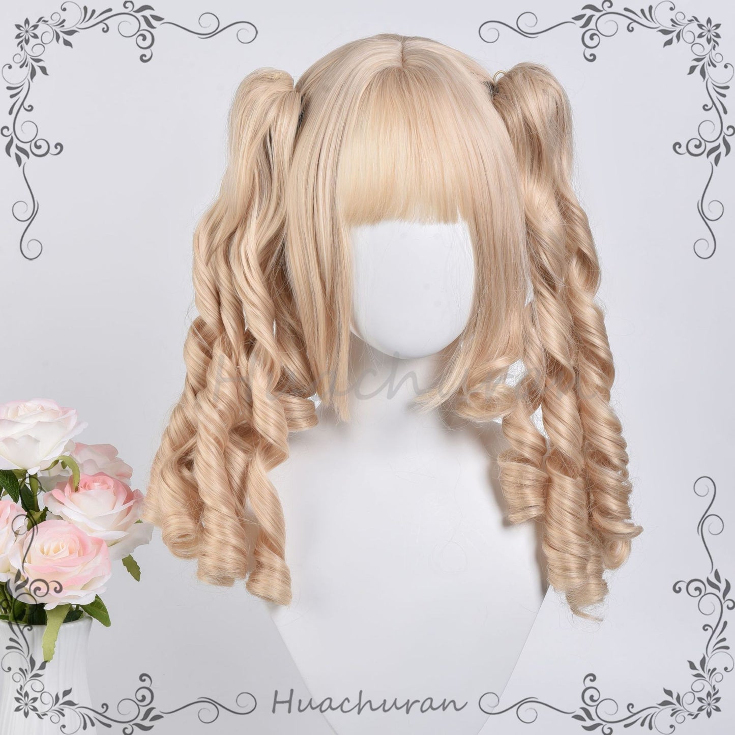 Women's Vintage Roman Curly Double Ponytail Collection Tiger Mouth Chuck Set Cos Wig