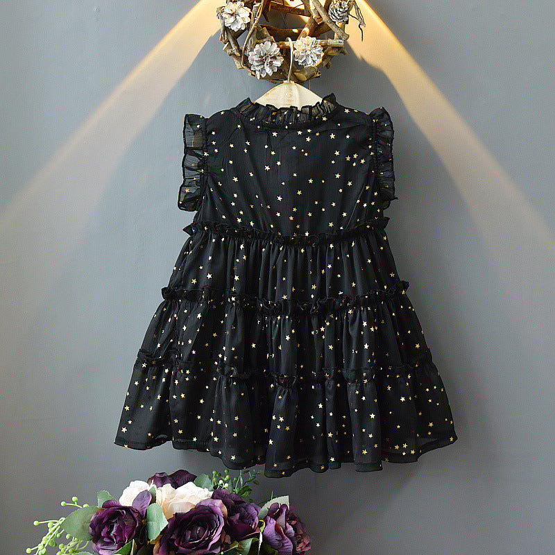 Children's Summer Small Older Dresses Korean Style Sleeveless Bronzing Children's Dress