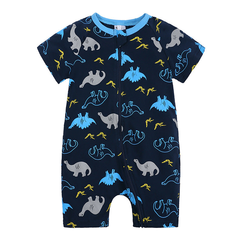 Short-sleeved Double Zipper One-piece Cotton Unisex Jumpsuit, Climbing Suit