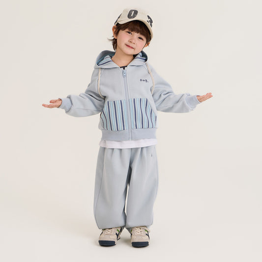 Small Roll Spring Printed Hooded Coat Cardigan Casual Children's Suit