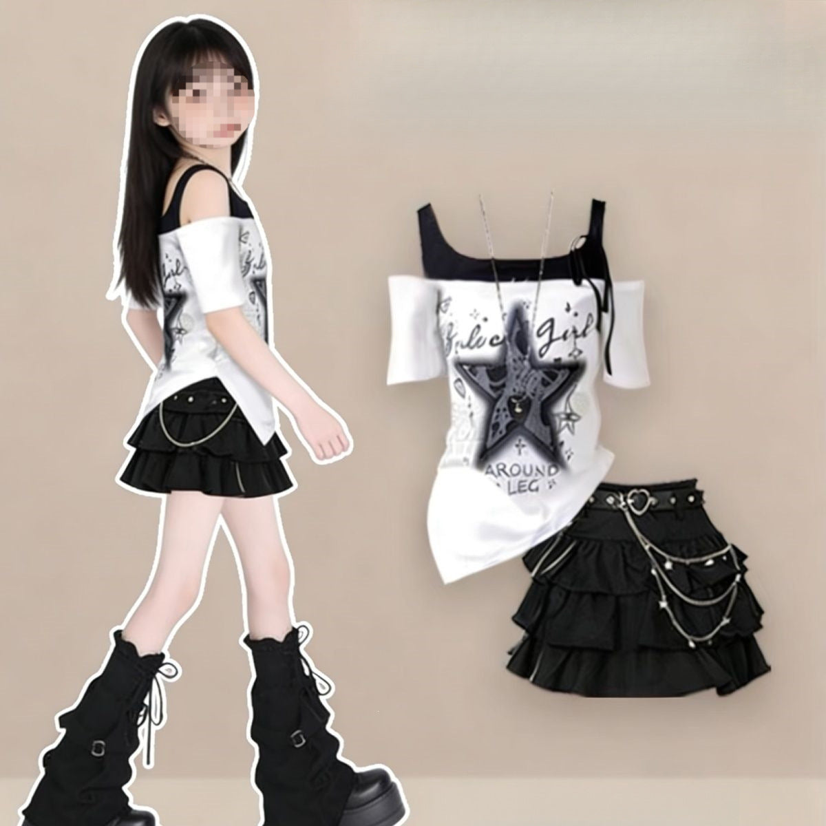 Summer T-shirt Fashion Cake Dress Cool Children's Suit