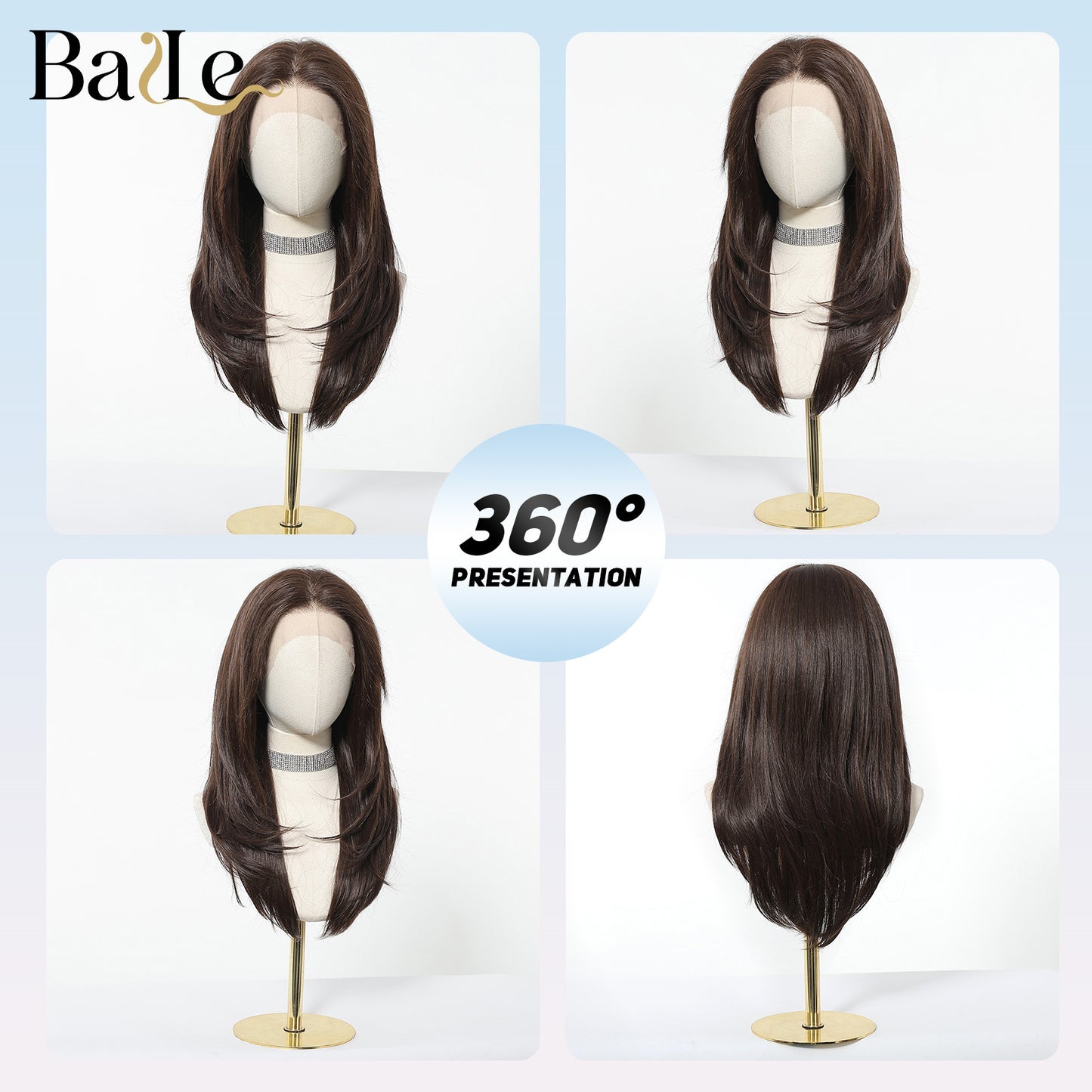 Dark Brown Layered Mid-length Hair Any Long Straight Wig