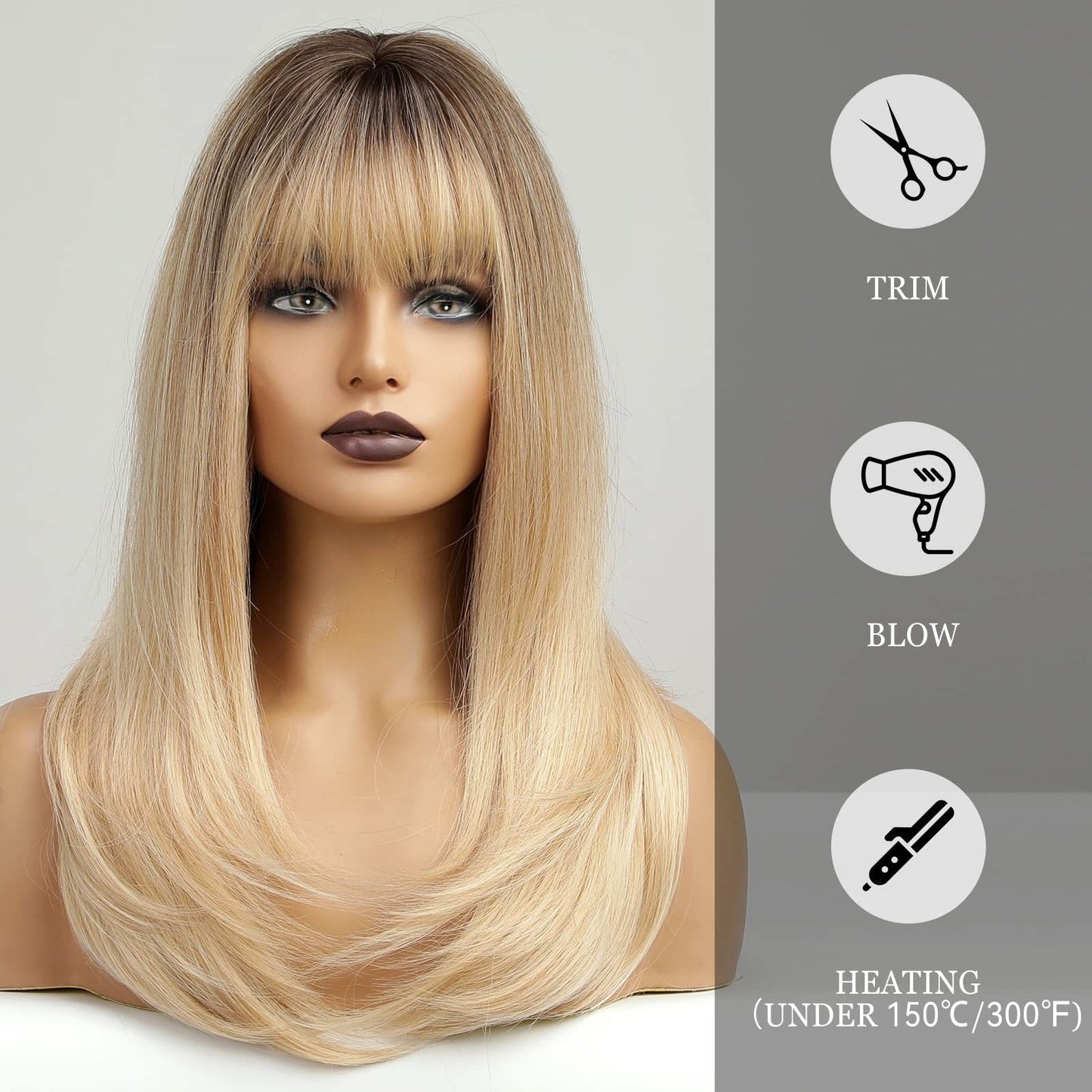 Women's Xi Gradient Golden Hair Curling Fiber Chemical Wig Long Curls
