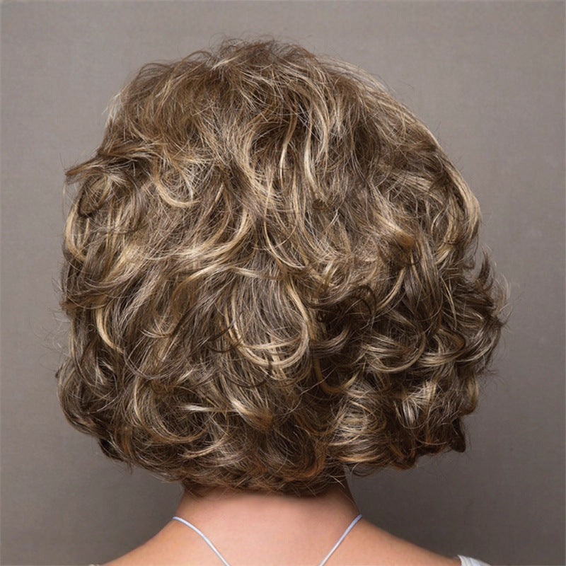 Fashion Female Brown Gold Dyed Style Wig Short Curly Hair