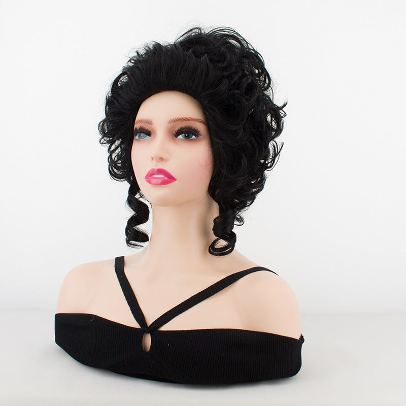 Women's Fashion Cover Sier White Black Palace Style Retro Simulation Wig Short Curly Hair