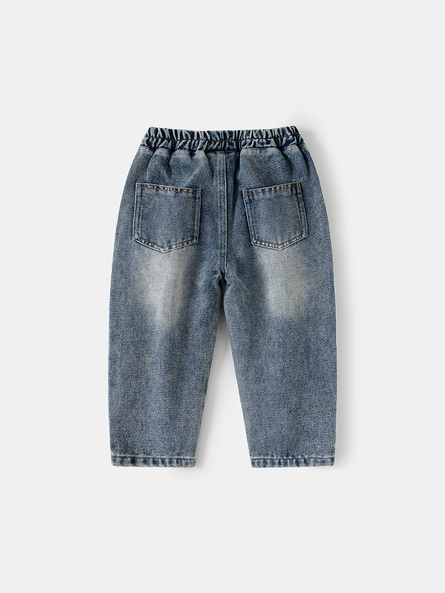Children's Spring Machete Jeans Washed Denim Loose Korean Children's Pants