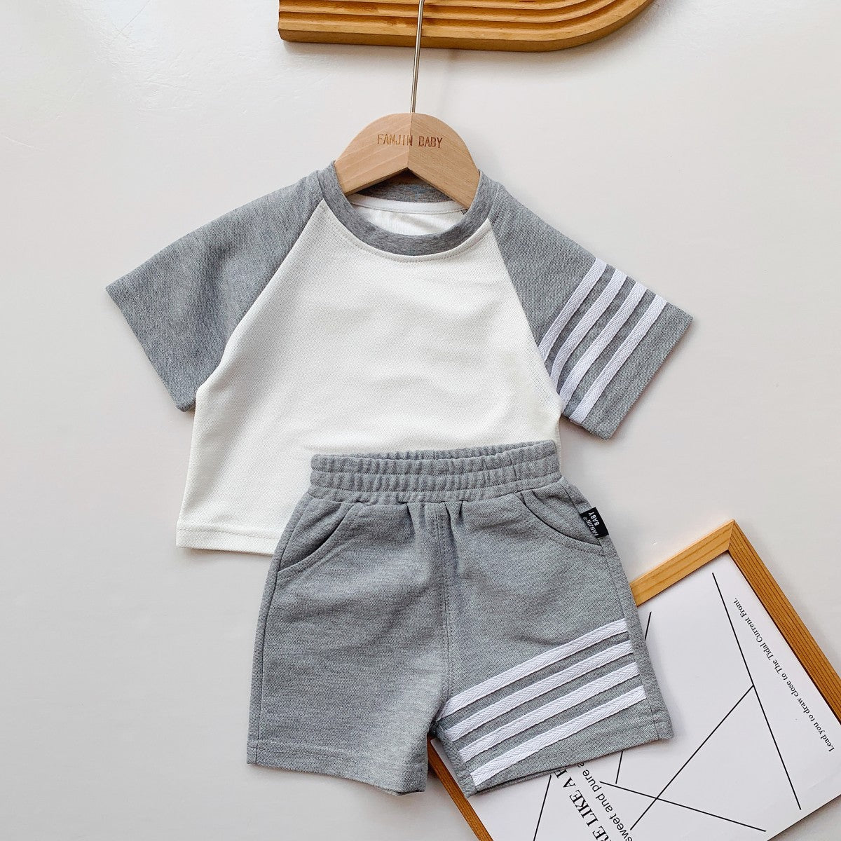 Women's & Men's Summer Raglan Sleeve Short-sleeved Shirt For Shorts Children's Suit