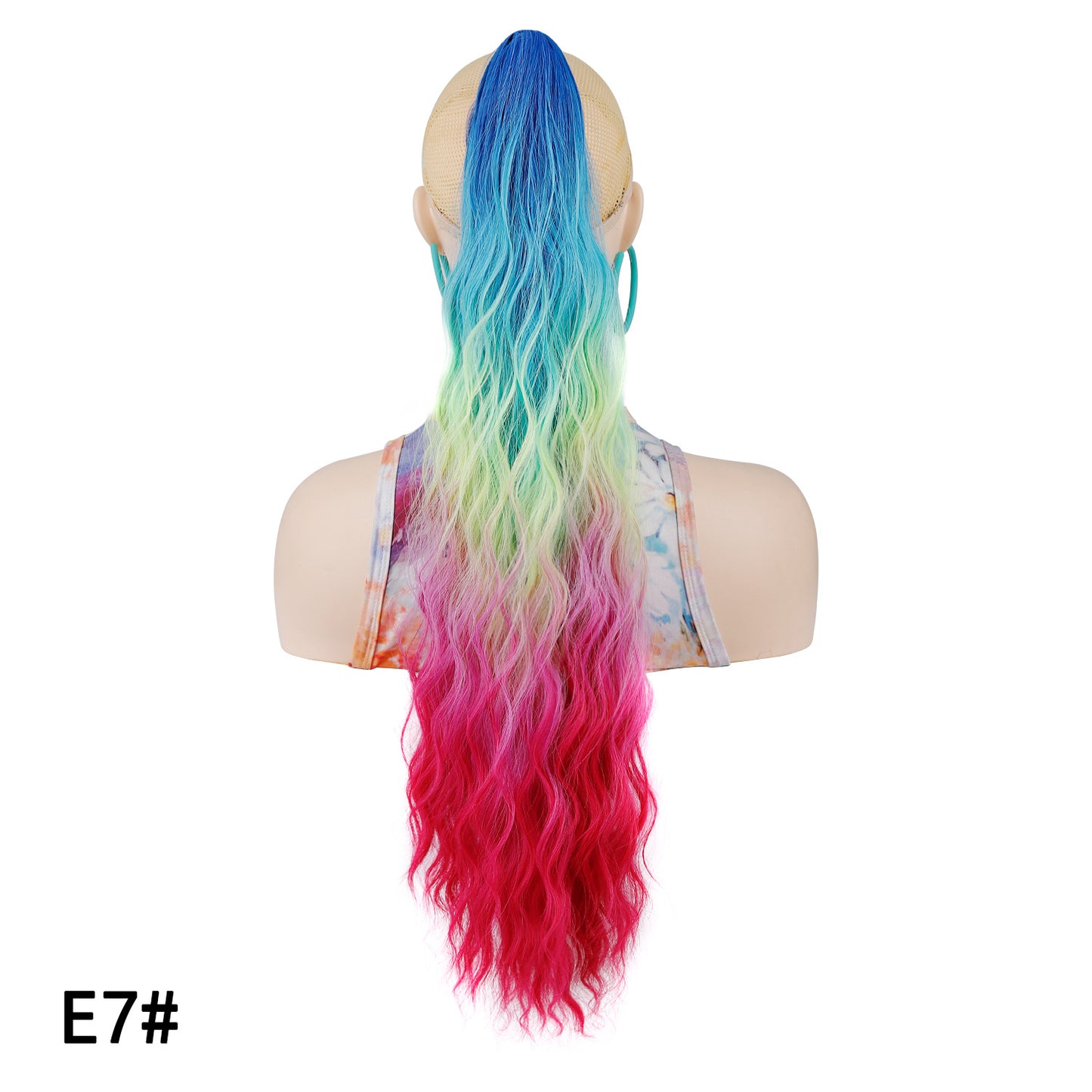 Women's Grip Curly Hair Chemical Fiber Medium Long Wig Ponytail