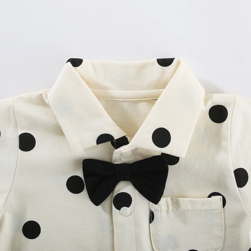 Clothes For Babies Summer Thin Front Buckle Born Polka Jumpsuit, Climbing Suit