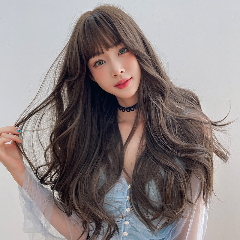 Women's Hair Full Top Air Bangs Style Fluffy Wig Long Curls