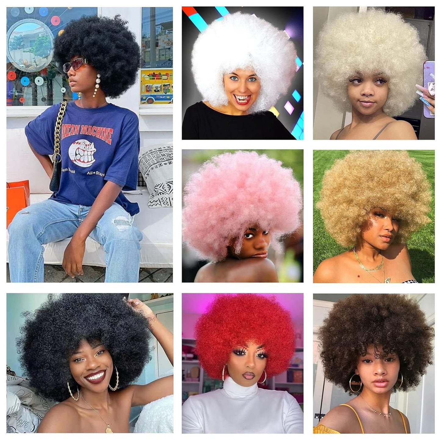 Black Small Volume Afro Caterpillar Fluffy Wig Short Curly Hair