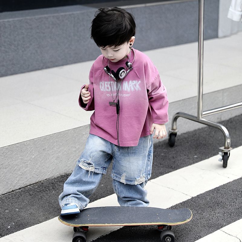Children's Clothing Korean Style Pink Gradient Bottoming Shirt Fashion Personality Children's Suit
