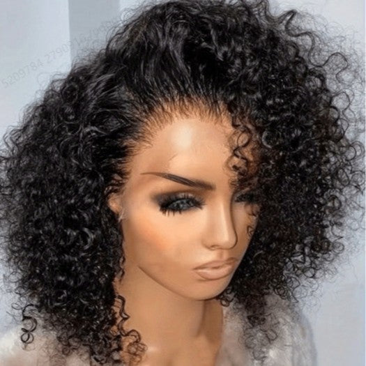 Women's Front Lace Black Small Wigs Wig Short Curly Hair