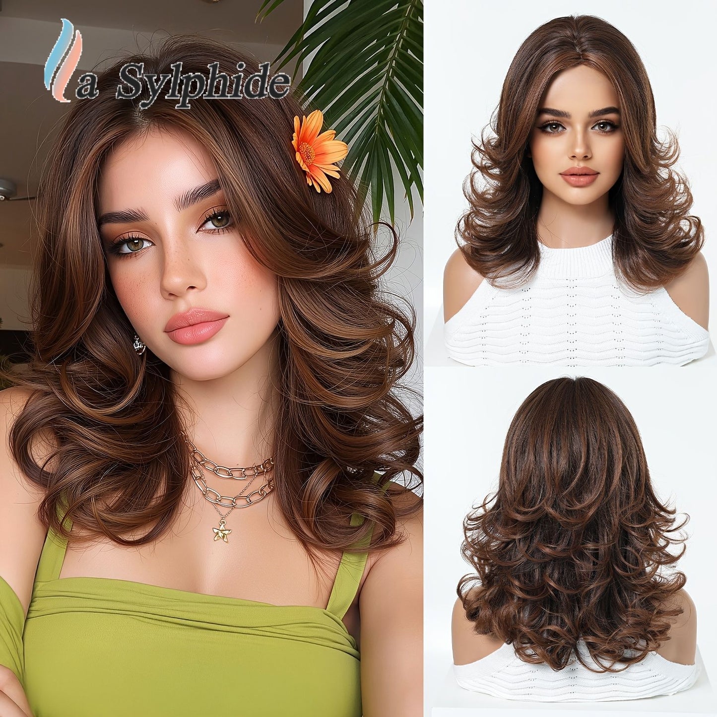 Female High Skull Top Fiber Rose Net Daily Wig Short Curly Hair