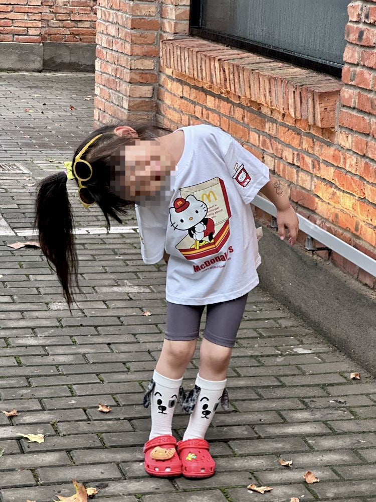 Cartoon Print Short Sleeve Loose Versatile Children's T-shirt