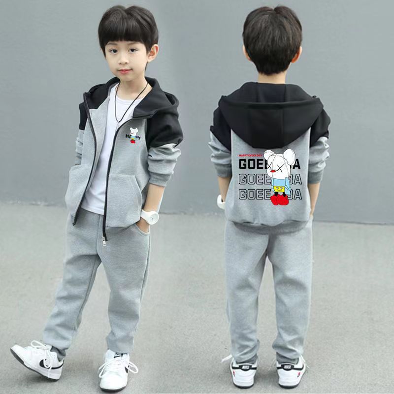 Children's Coat Middle Big Cardigan Sweater Hooded Leisure Sports Children's Suit