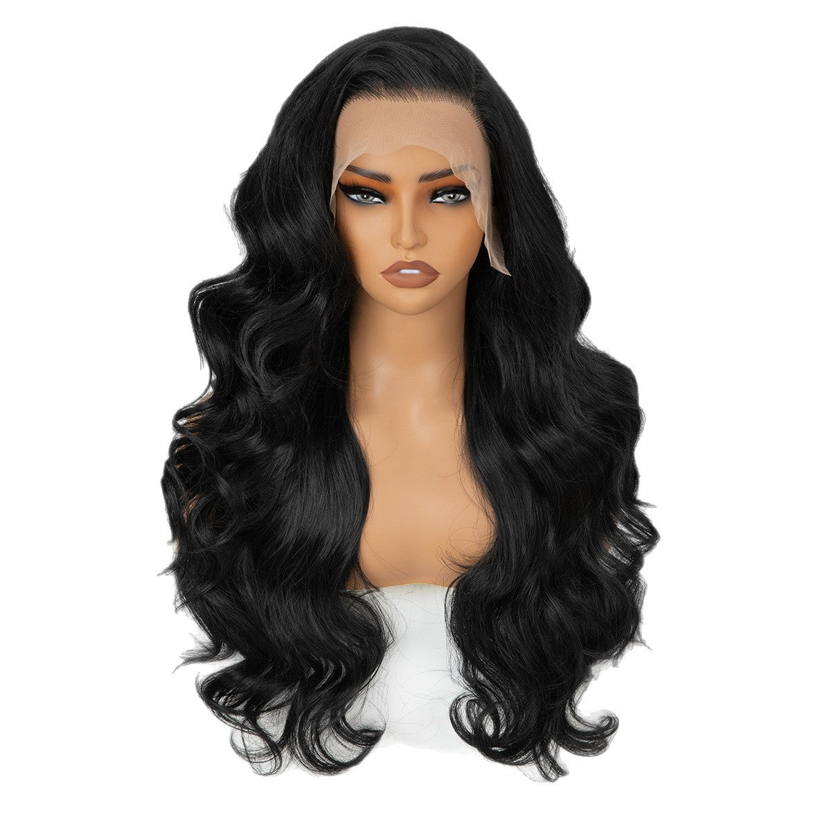 Forehead Lace Headband Hand-woven Long Curly Hair Black Other Wig