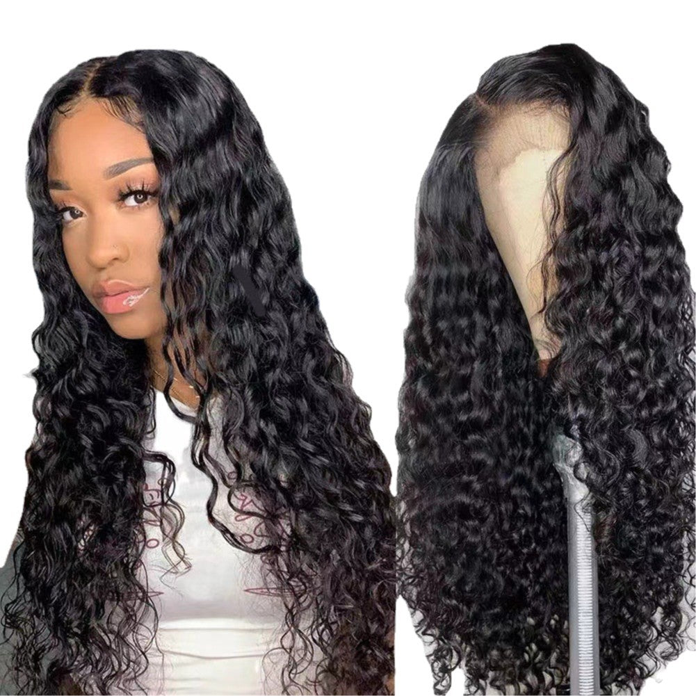 African Small Curly Hair Front Lace Synthetic Wigs Fashion Wig Long Curls