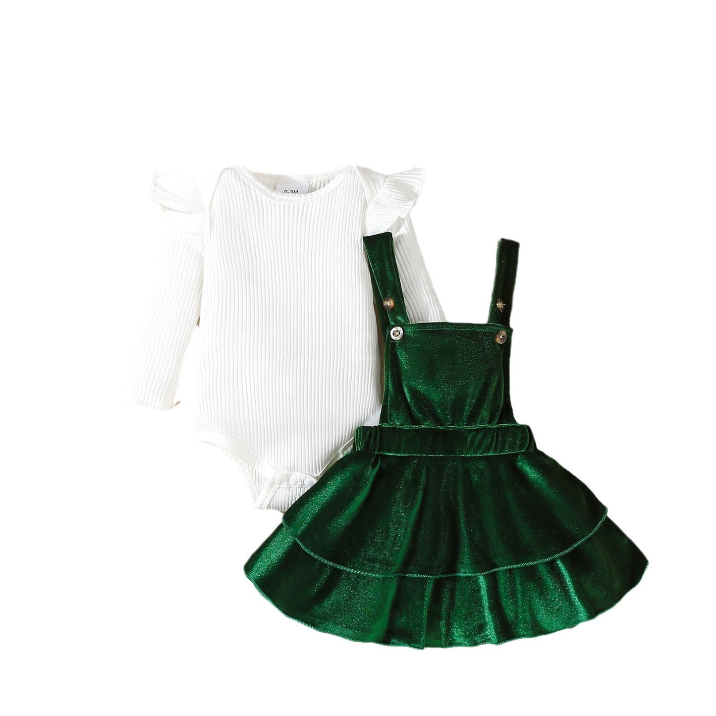 Christmas Infant Toddler Sunken Stripe Jumpsuit Solid Color Children's Suit