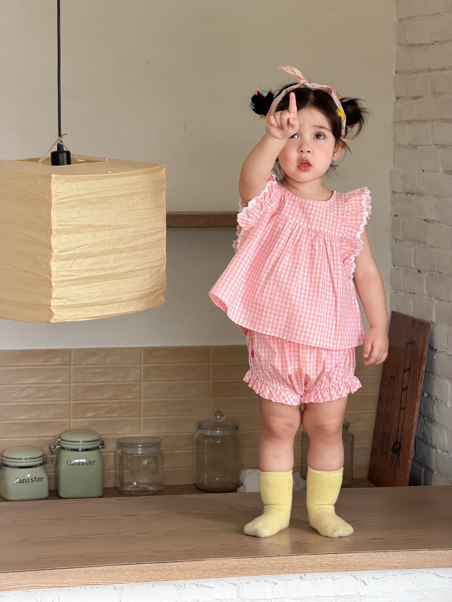 Children's Plaid Summer Thin Korean Style Clothing Children's Suit